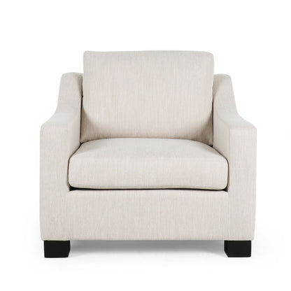 Nightowl - Upholstered Club Chair With Sloped Arms And Wood Legs - Beige