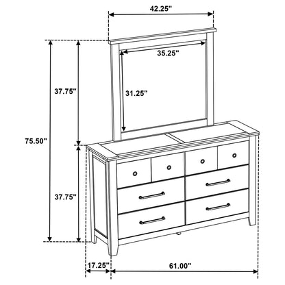 Pelton - 6 Drawer Dresser With Mirror - Oak