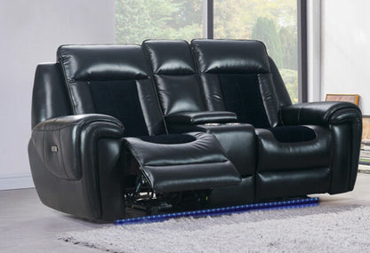 Clark - Blanche / Velvet Power Console Reclining LS With LED - Black