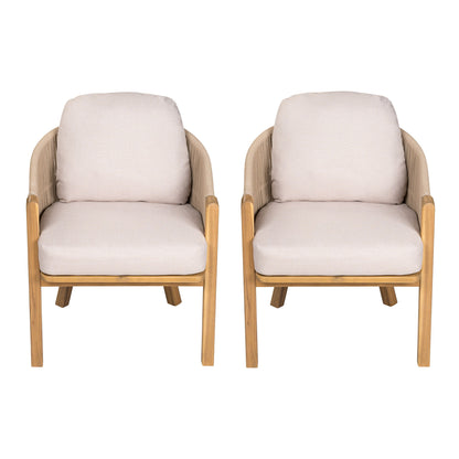 Grotta - Outdoor Dining Arm Chair (Set of 2) - Teak / Beige