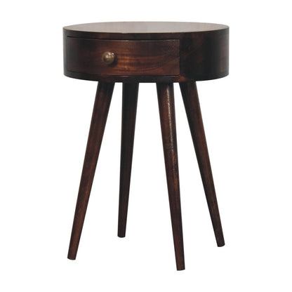 Nordic Circular Shaped Bedside Table - Walnut