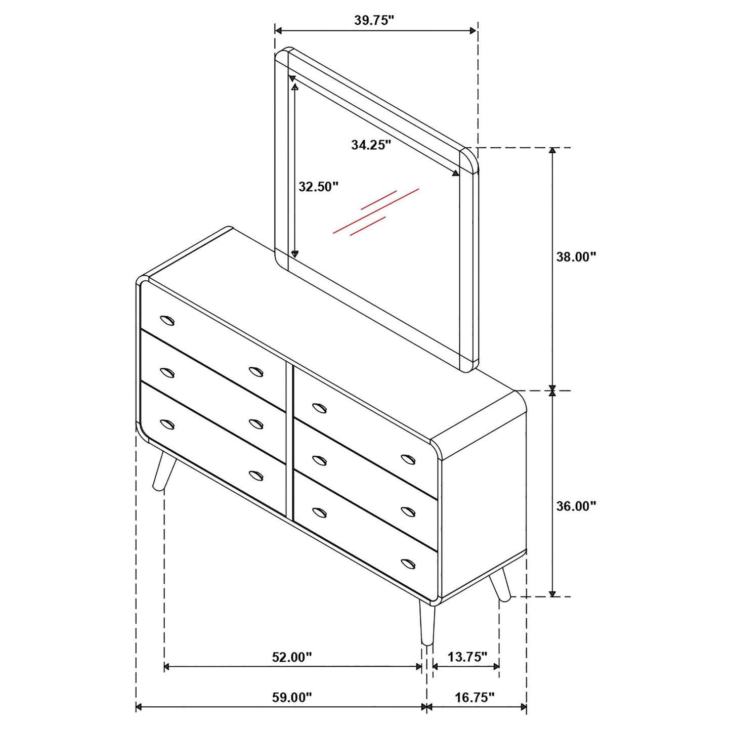 Winston - 6 Drawer Dresser With Mirror