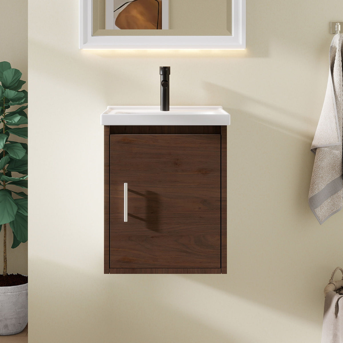 Floating Bathroom Vanity Combo, Wall Mounted Cabinet With Sink & Soft Close Doors For Small Bathrooms