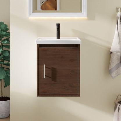 Floating Bathroom Vanity Combo, Wall Mounted Cabinet With Sink & Soft Close Doors For Small Bathrooms