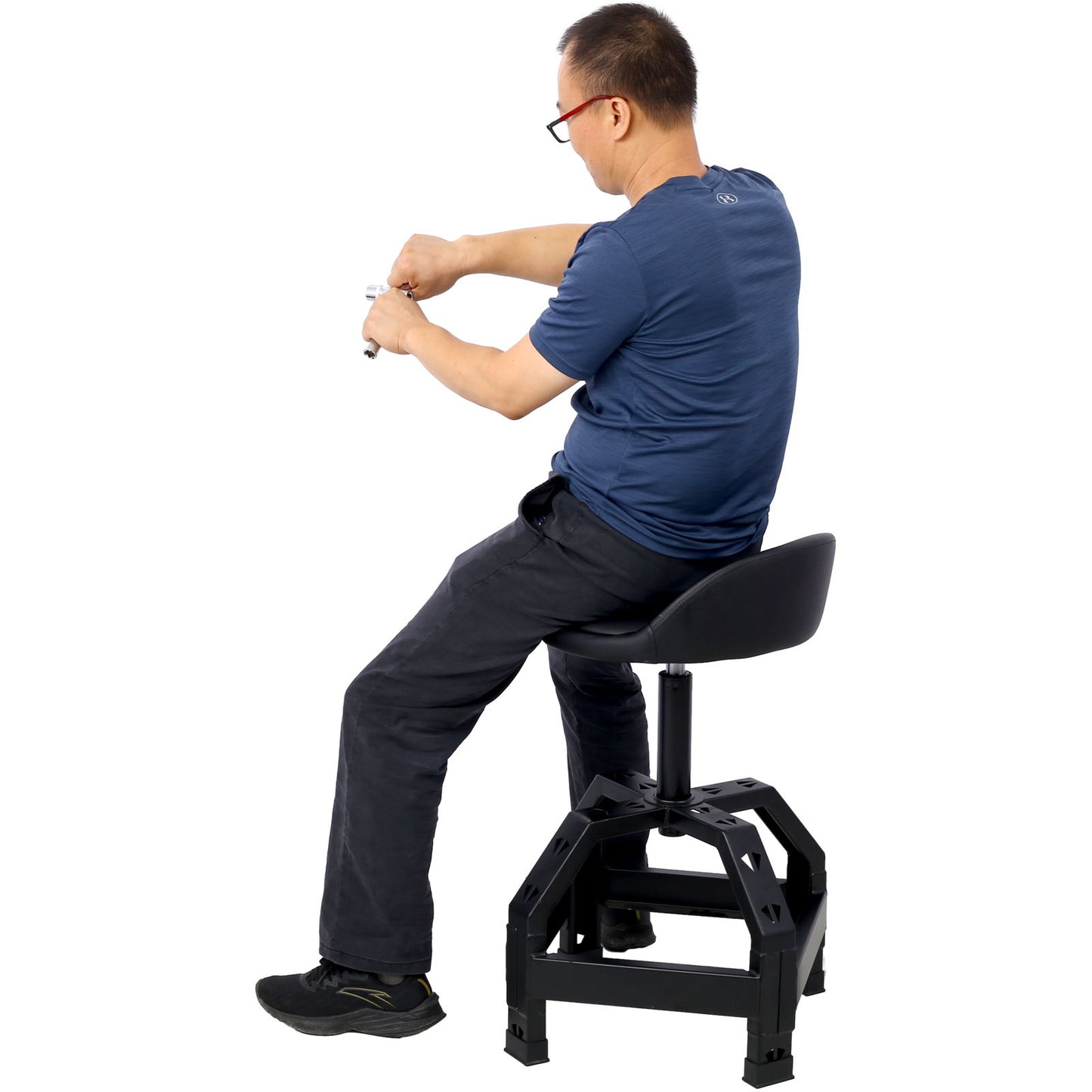 Pneumatic 360 Degree Swivel Stool, Mechanics Rolling Creeper Seat, Heavy Duty Mechanics Stool