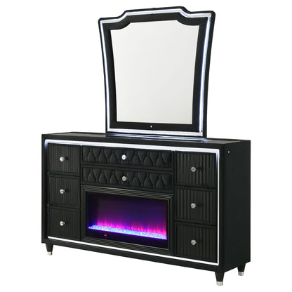 Mika - 8 Drawer LED Dresser And Mirror Set - Black
