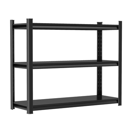 3 Tier Adjustable Height Storage Shelving Unit, Large Capacity Multipurpose Organizer Rack - Black