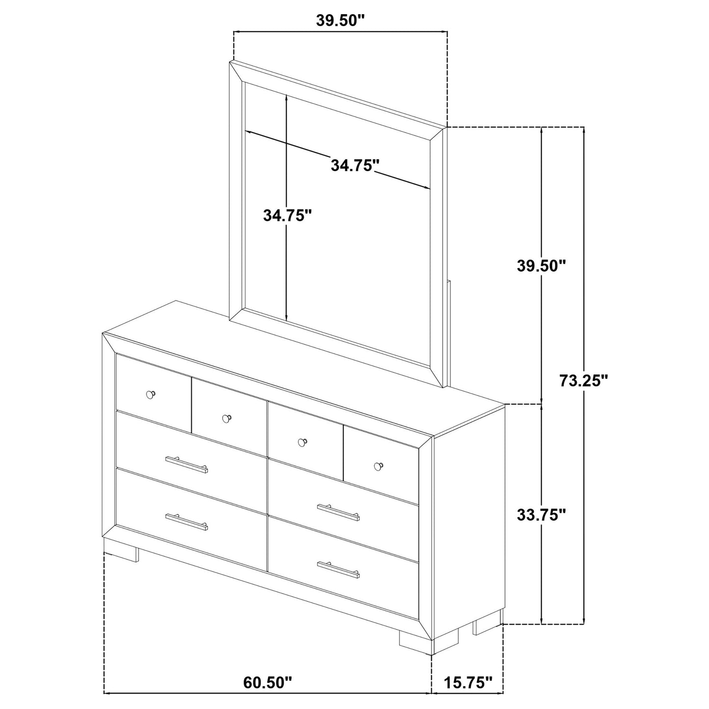 Merritt - 6 Drawer Dresser With Mirror - Light Oak