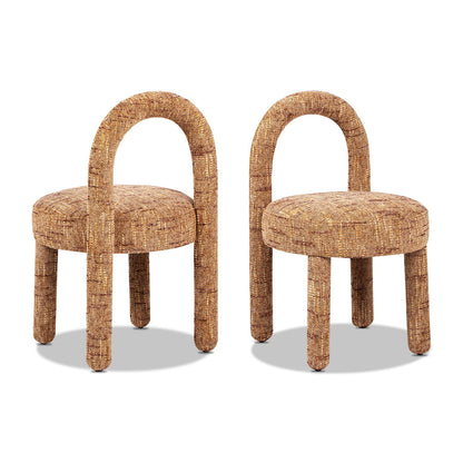 Penny - Round Arched Upholstered Dining Side Chair (Set of 2) - Golden Rust Orange