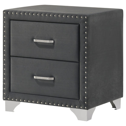Upholstered 2 Drawer Nightstand With Accents
