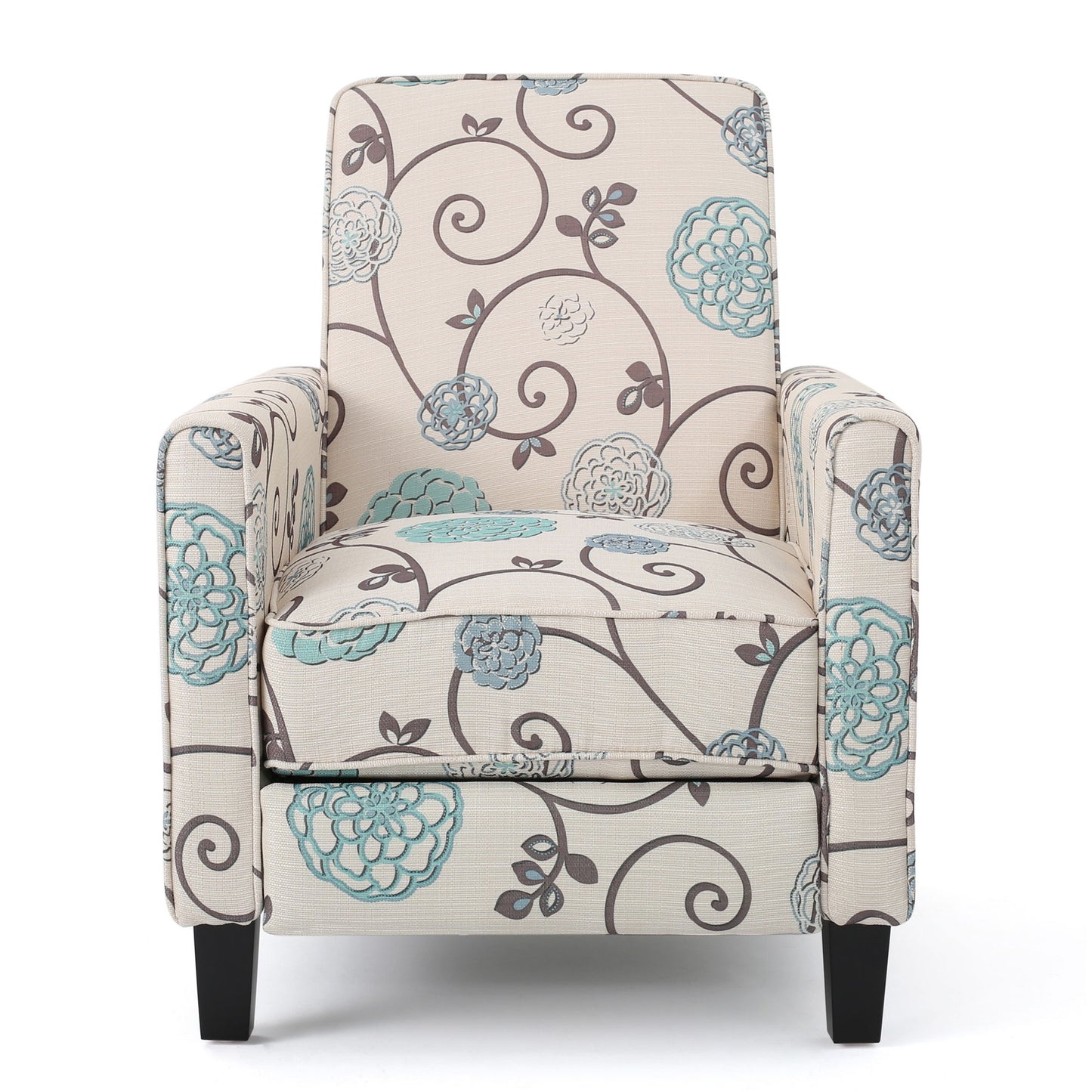 Floral Print Push Back Chair For Elegant Home Decor - White / Blue