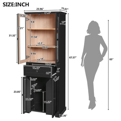 Bathroom Storage Cabinet, Adjustable Shelves & Drawer, Freestanding Tower