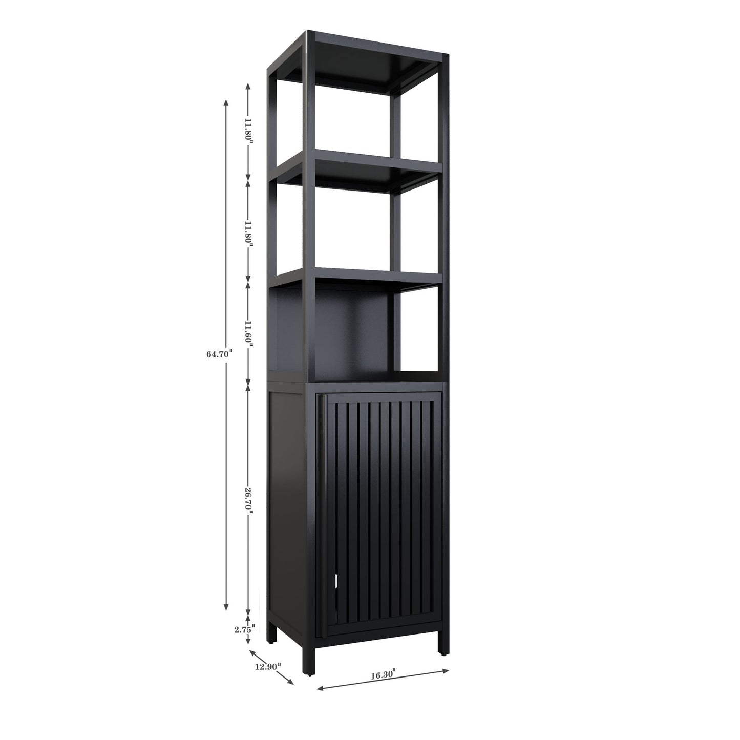 Storage Cabinet With Tall Linen Tower, Multifunctional For Bathroom