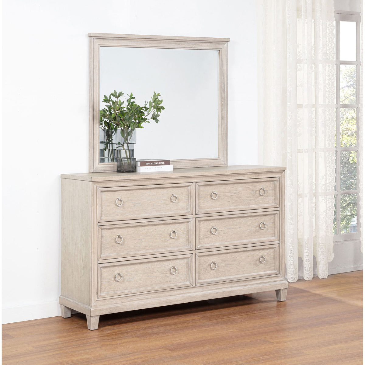 Wedner - 6 Drawer Dresser With Mirror - Oak