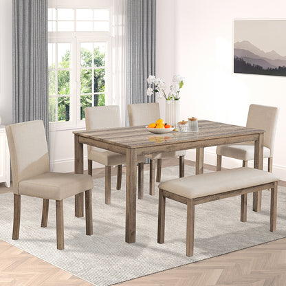 Modern Dining Table Set With Upholstered Chairs For Dining Room