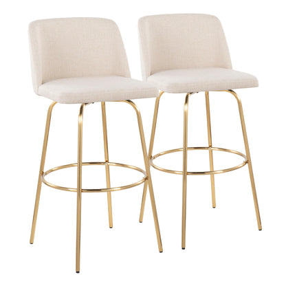 Toriano - Contemporary Fixed Height Barstool With Swivel And Round Footrest (Set of 2)