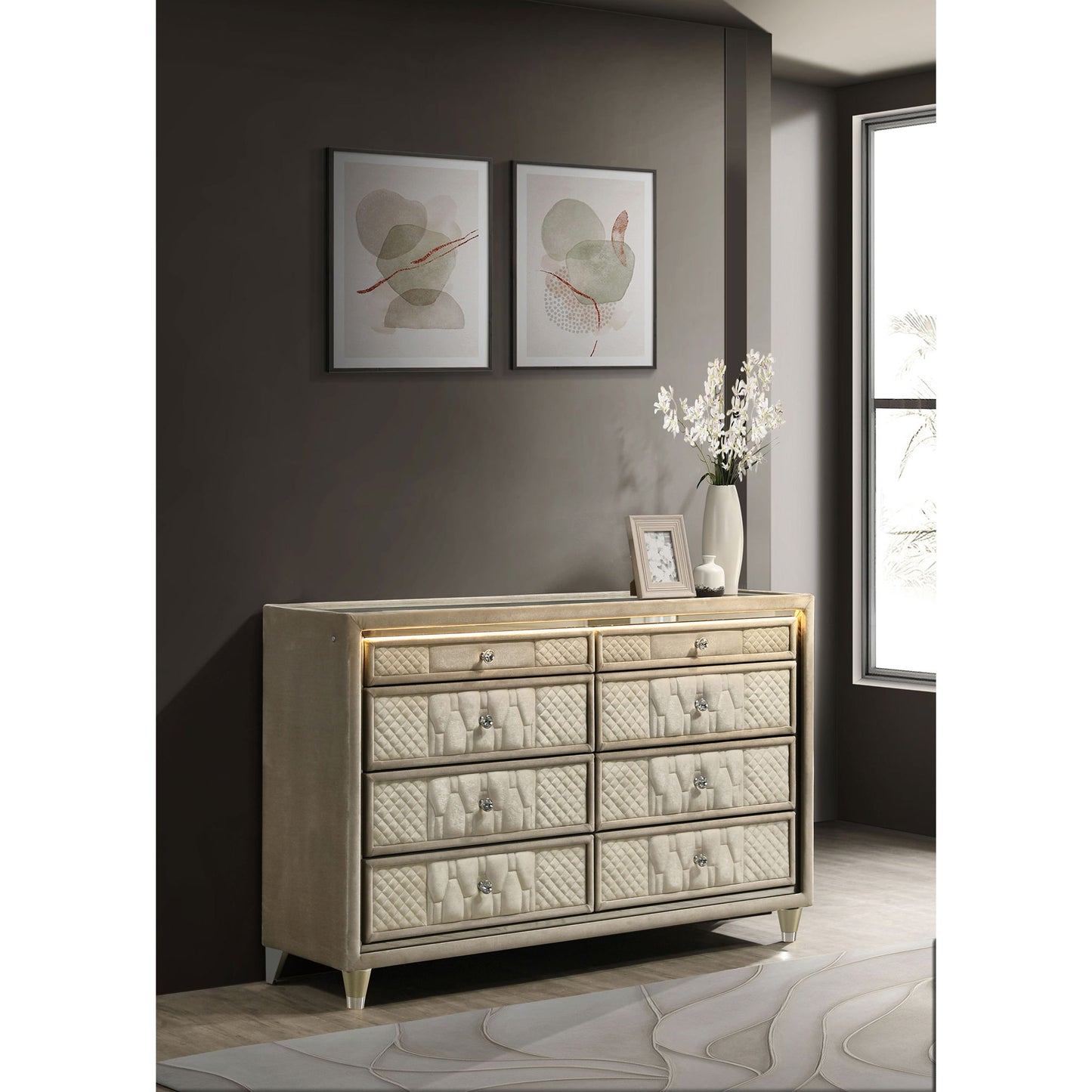 Mika - 8 Drawer LED Dresser
