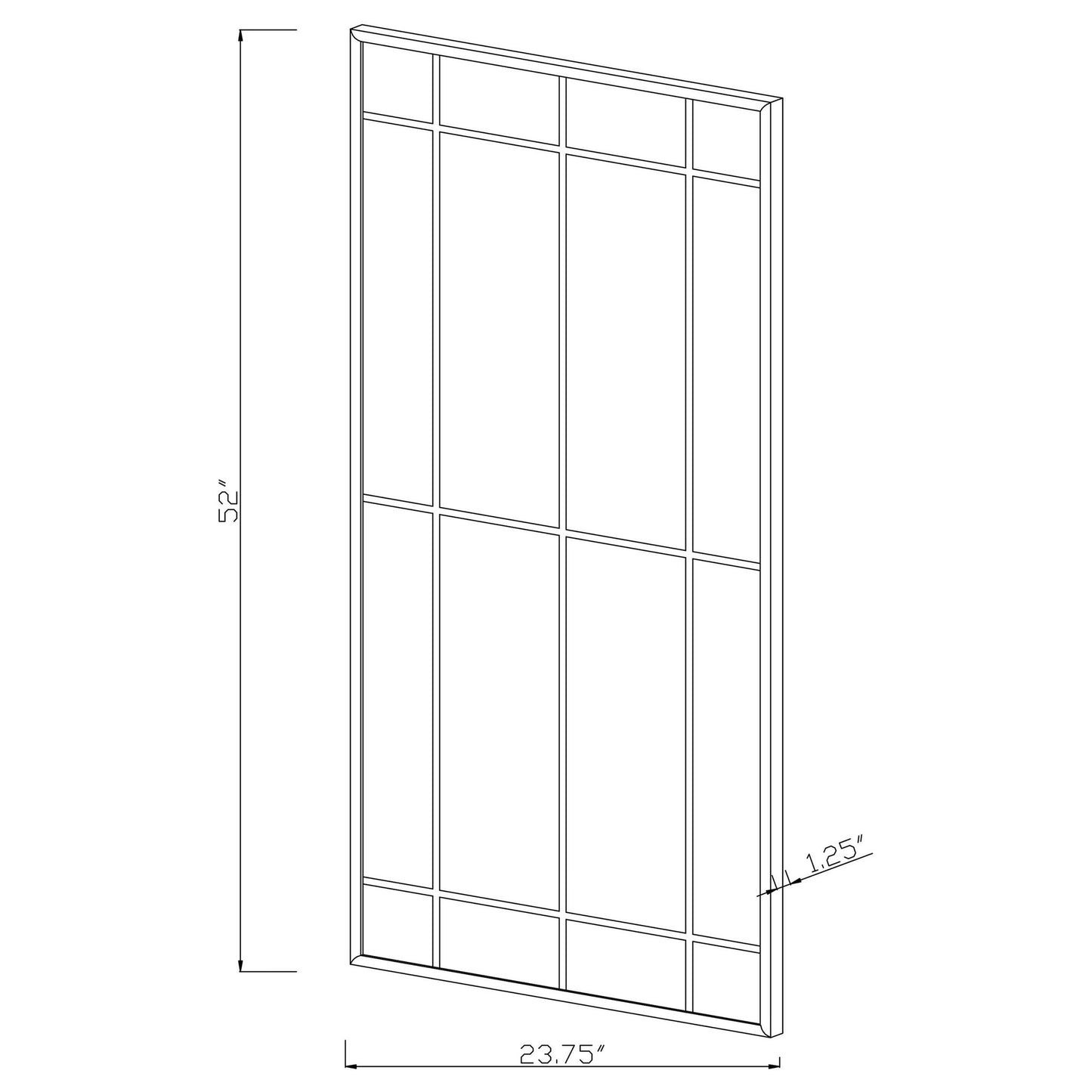 Harvik - Window Pane Wall Mirror With Linear Trim - Black