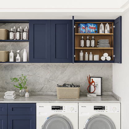 Shaker Wall Cabinet With Soft Close Hinges, Adjustable Shelves, Double Door