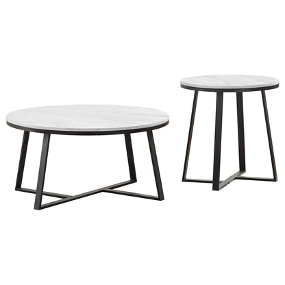 Melisa - 2 Piece Coffee And End Table Set - White Marble