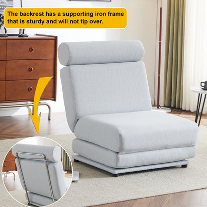 Foldable Single Chair Sofa Bed With Pillow, Easy To Store, Breathable And Wearable Linen