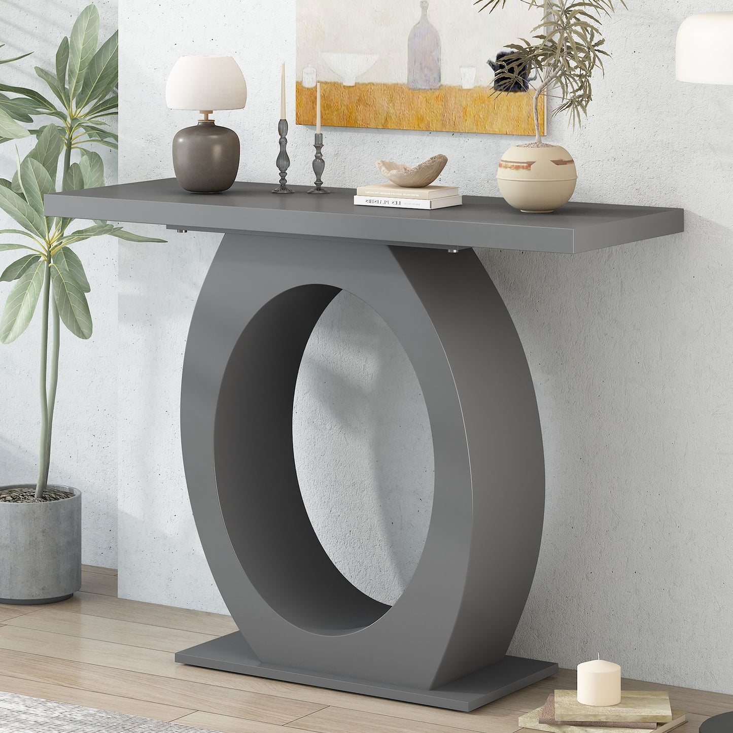 Console Table With Oval Base And Reinforced Bottom Plate