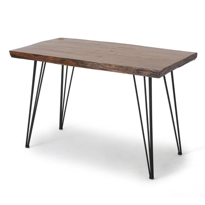 Modern Industrial Faux Live Edge Dining Table With Hairpin Legs - Natural