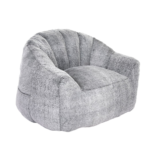Beanbag Sofa Chair With Armrests Stuffed High Density Foam, Lazy Sofa Comfy Chairs Beanbag Chair For Adults In Living Room, Bedroom Reading - Dark Gray