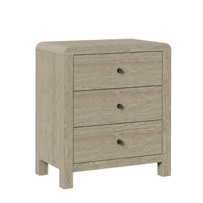 3 Drawer Chest Of Drawers With Soft Close Glides Rounded Corners Handles - Natural