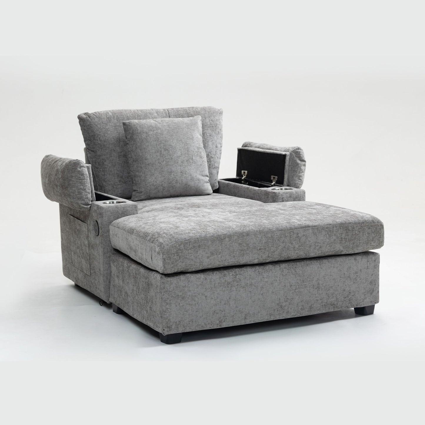 Modern Oversized Chair With Ottoman, Cupholders And USB Charging Ports