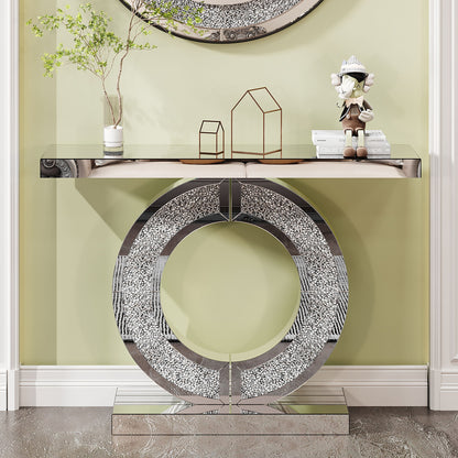 O - Shaped Console Table For Living Room - Silver