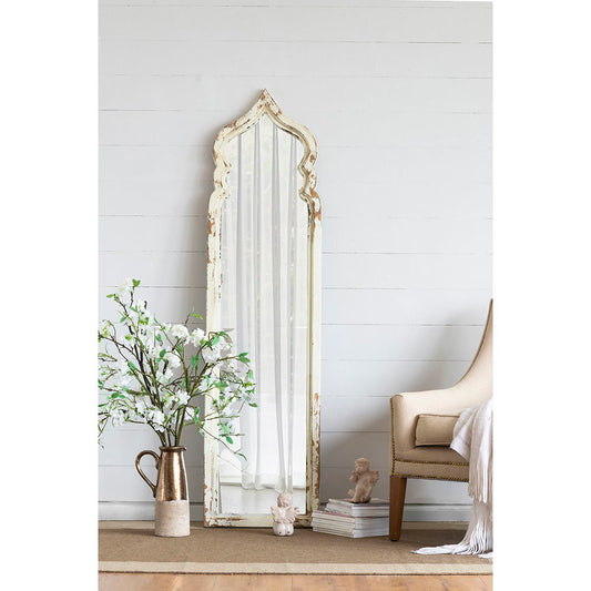 Oversized Full Length Floor Mirror, Vintage Shabby Chic Wooden Frame For Leaning, Bedroom, Living Room - White