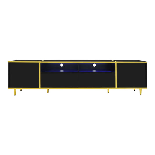 TV Stand For TVs Up To 80", Entertainment Center With 2 Shelves And LED Lights