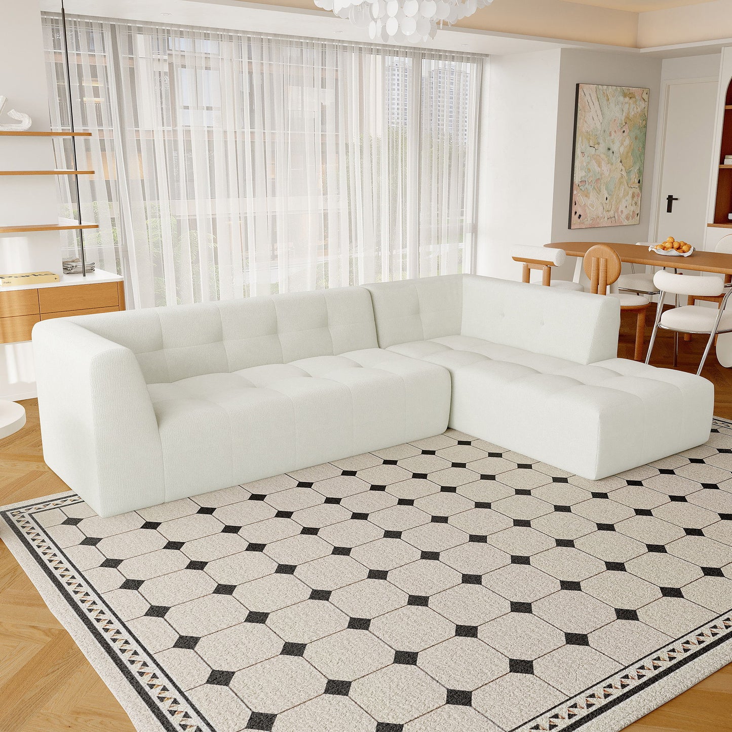 Modular Combination Living Room Sofa Set, Modern Minimalist Sofa, Living Room Upholstered Sofa Bed, Bedroom, 2 Pieces Computer Free Combination, L - Shaped