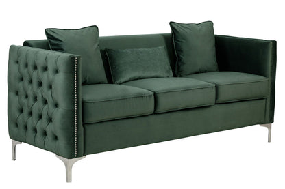 Bayberry - Velvet Sofa Loveseat Living Room Set - Green