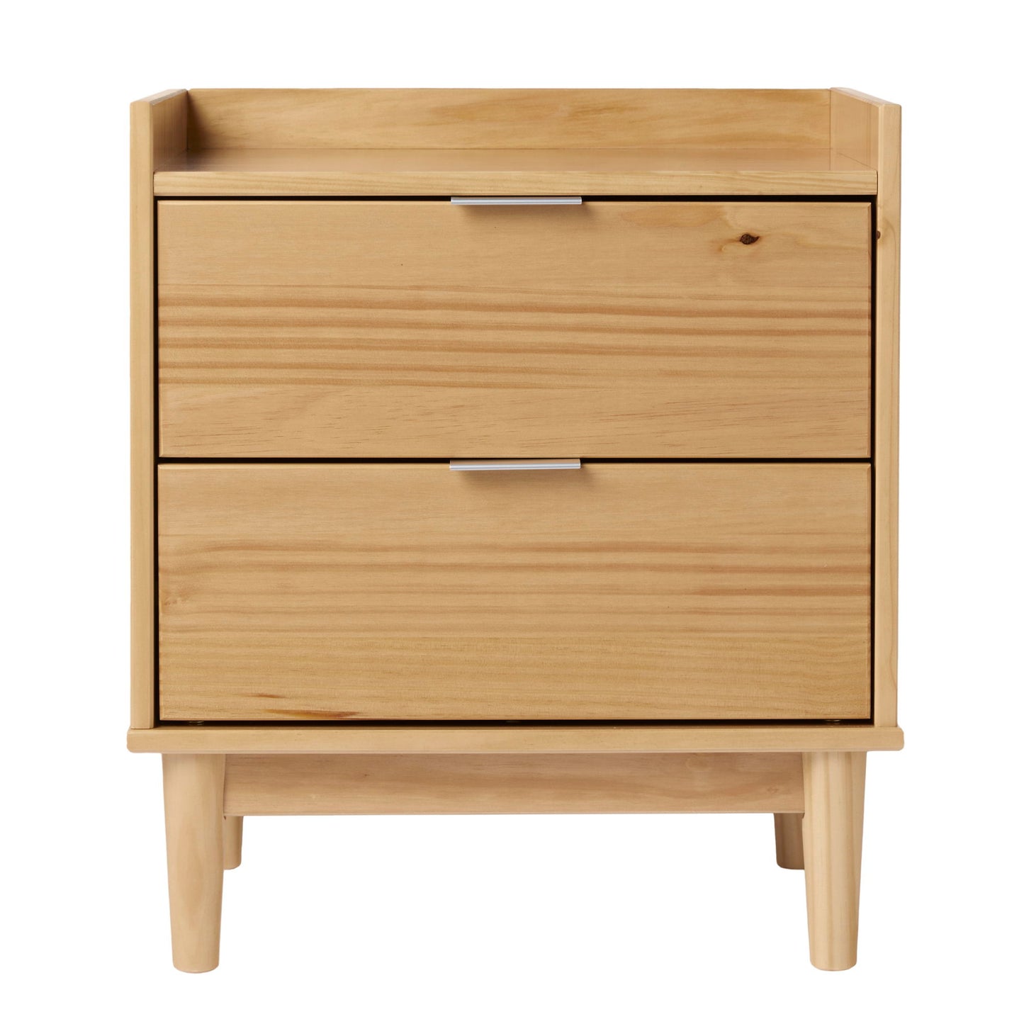 Mid Century Modern 2 Drawer Nightstand - Natural Pine