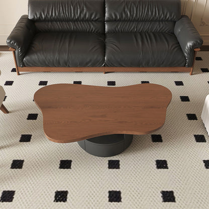 Cloud Coffee Table With 2 Drawers & Multi Layer Storage - Dark Walnut / Matt Black