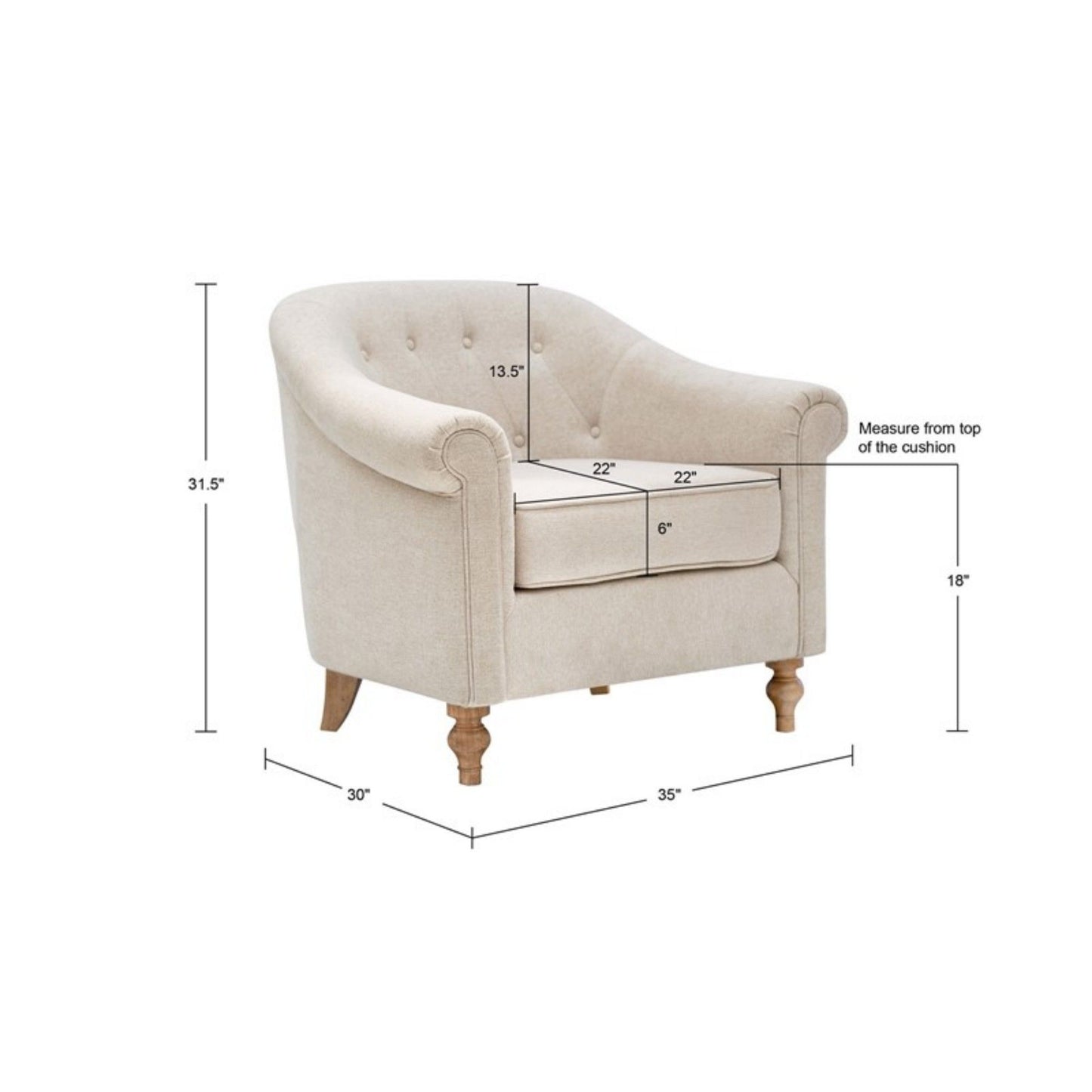 Fayette - Tufted Accent Arm Chair - Cream