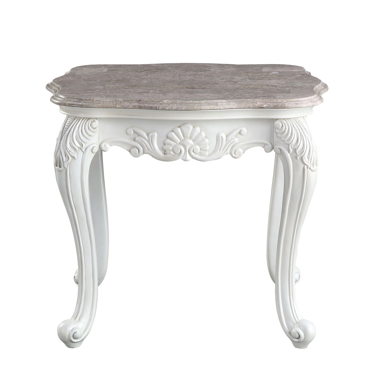 Ciddrenar - End Table - Marble Top & White Finish