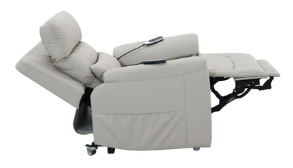 Marsha - Silicone Synthetic Leather Power Motion Recliner With Lift Heating Massage Chair - Light Gray