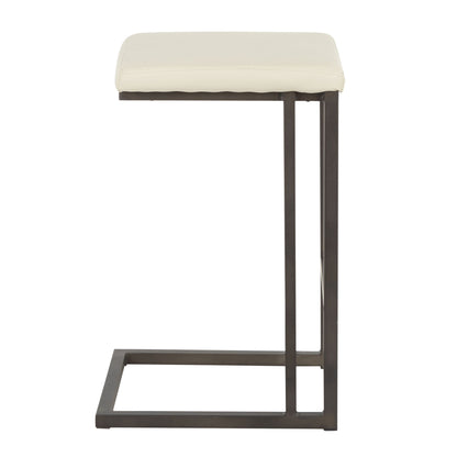 Roman - Industrial Counter Stool (Set of 2) - Antique Metal / Cream