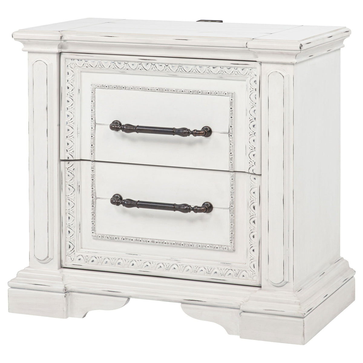 2 Drawer Nightstand With Dual USB Charging Ports - Vintage