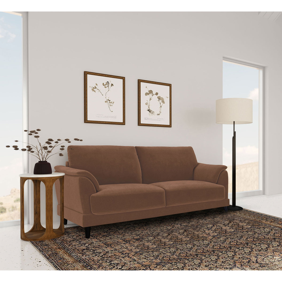 Dania - Sofa With Tufted Arms - Rust