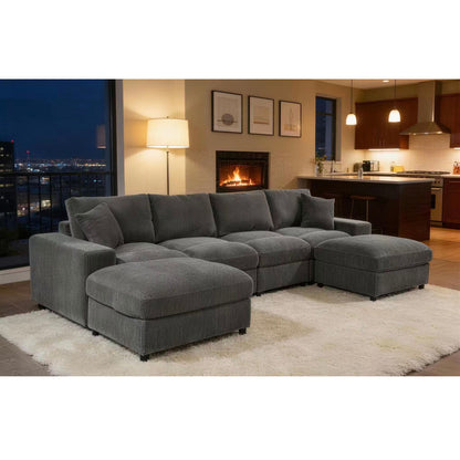 Sectional Sofa With 2 Ottomans And Toss Pillows