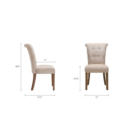 Roll Back Button Tufted Armless Dining Chairs (Set of 2) - Cream