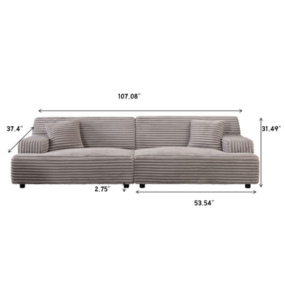Modern Comfortable Cloud Sofa, Soft Plush Corduroy With Square Armrests