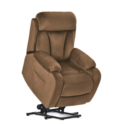 Lift Chair Recliner Power Remote Control Recliner Sofa Relax Soft Chair Anti - Skid Australia Cashmere Fabric Furniture Living Room - Brown