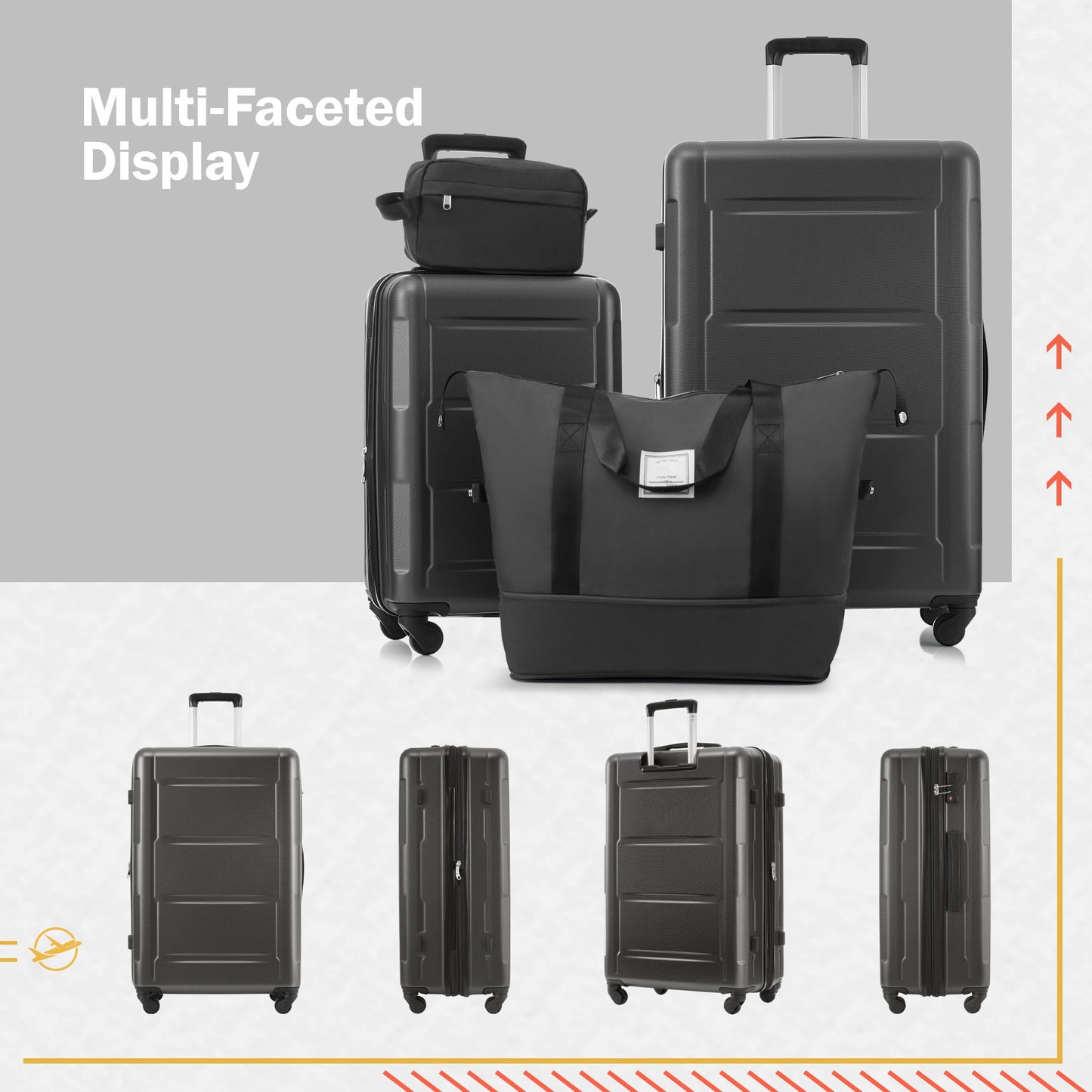 2 Piece Luggage Set With Bags Expanable Spinner Wheels ABS Lightweight Suitcase With Tsa Lock 20" / 28"