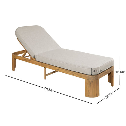 Outdoor Chaise Lounge With Cushion, 5 Position Adjustable Backrest