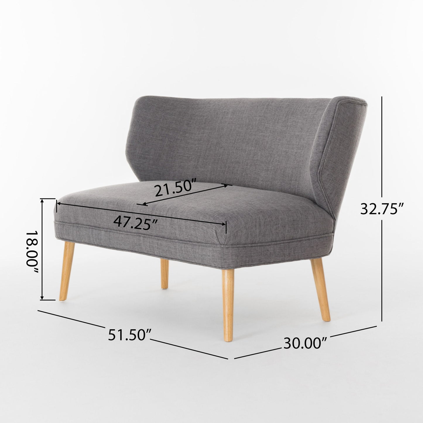 Elegant Classic Upholstered Loveseat With Curved Backrest